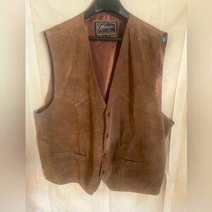 Leather Vest Tan Brown 100% Suede front Cowboy Rodeo Wild West Western Rancher